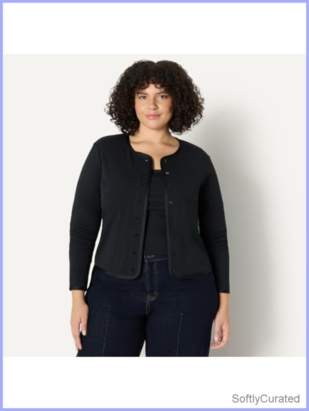 Slim-Fit Ribbed Cardigan & Cami Set Removable Straps Button Front - Picture 5 of 6